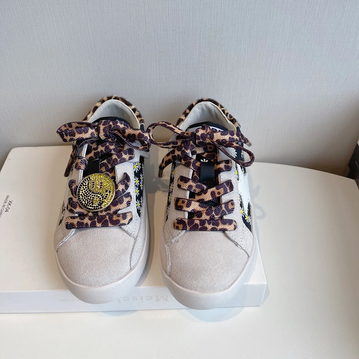 

2022 Autumn New Children's Sneakers Korean Baby Kids Star Small Dirty Shoes Leopard Print Flower Boys Girls Casual Shoes