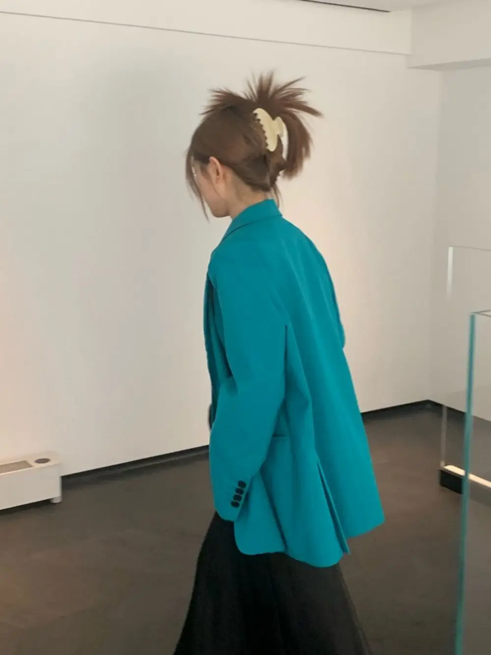 Lake blue Loose Blazers For Women Notched Collar Long Sleeve Single Breasted Spring Casual Fashion Suits Jacket Female Clothing