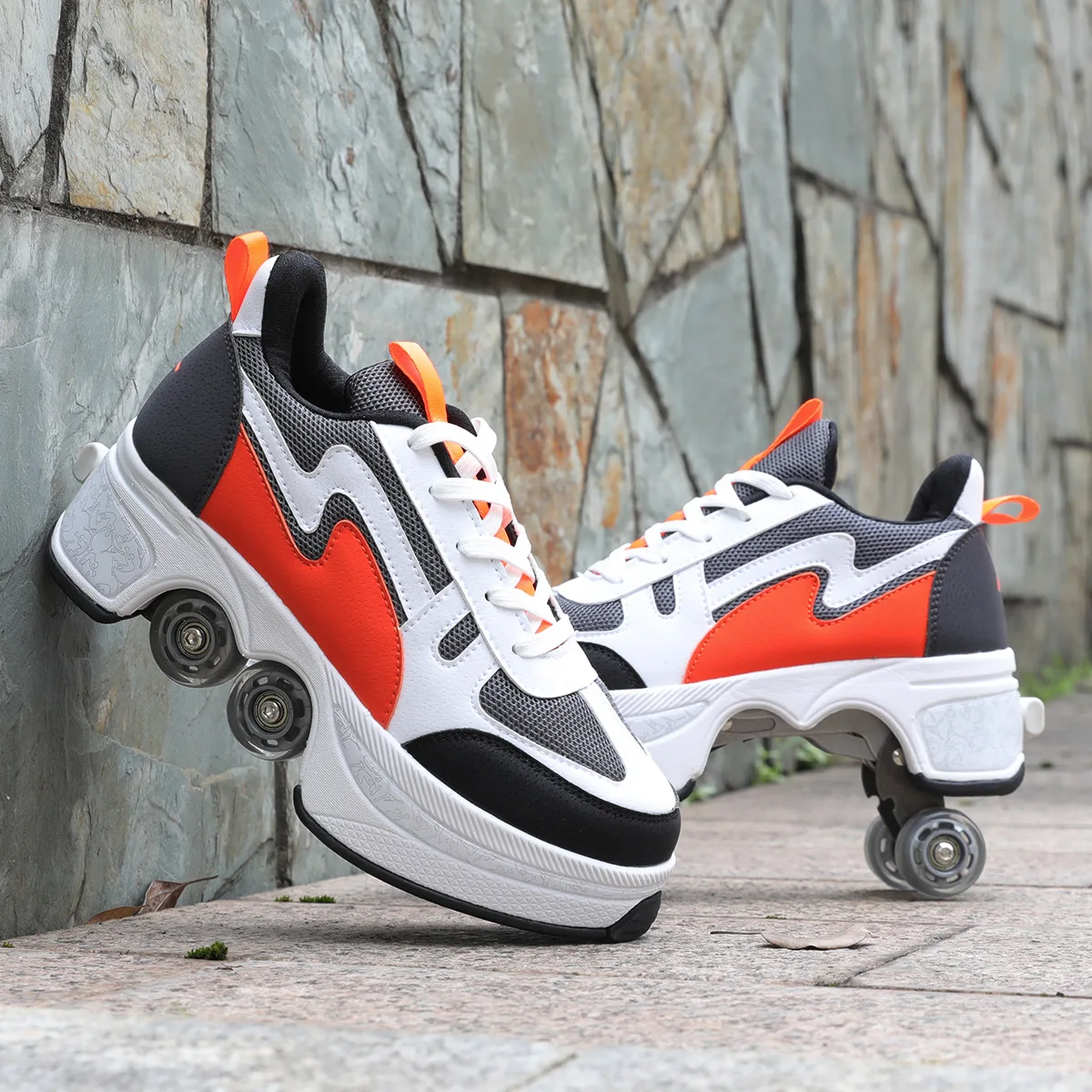 Hot Shoes Casual Sneakers Walk Deform Wheel Skates for Men Women Unisex Shoes Adult Childred Runaway Skates Four-wheeled