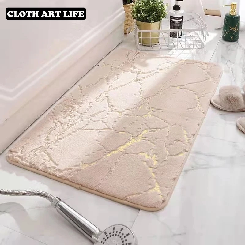 Non-Slip Mat in The Bathroom Faux Fur Rabbit Bath Absorbent Shower Machine Washable Carpet Soft Toilet Floor Rug Home Decor |