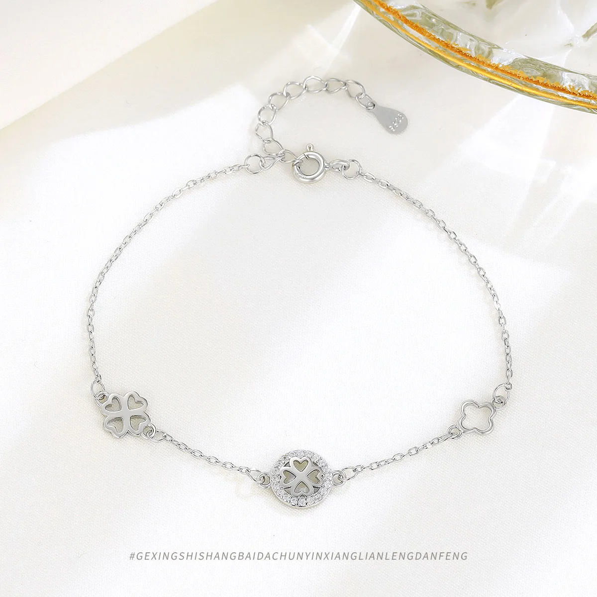 Шикарный и уникальный браслет из чистого серебра S925 с бриллиантовой