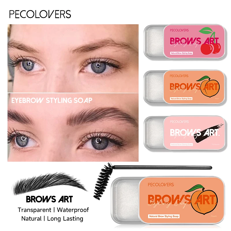 

PECOLOVERS 1PC Eyebrow Soap Wax Wild Eyebrow Styling Gel Waterproof Long Lasting 3D Eyebrow Enhancers Pomade Women Makeup