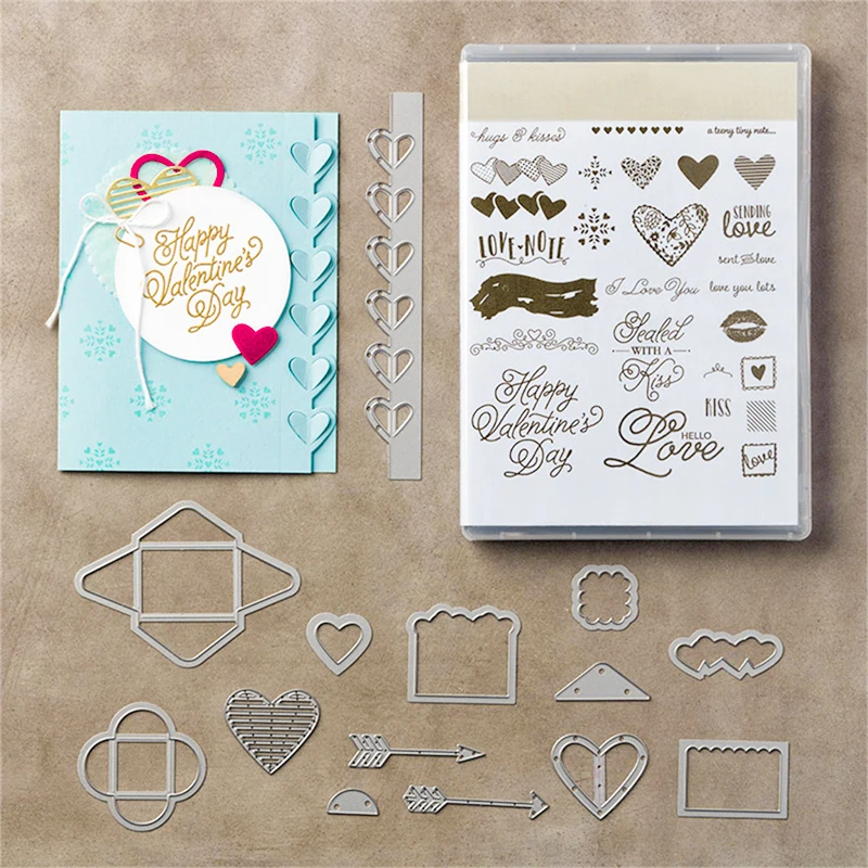 

New Heart Card Background Border Metal Cutting Dies and Stamp Dies for DIY Scrapbook Album Embossing Decorative Paper Cards