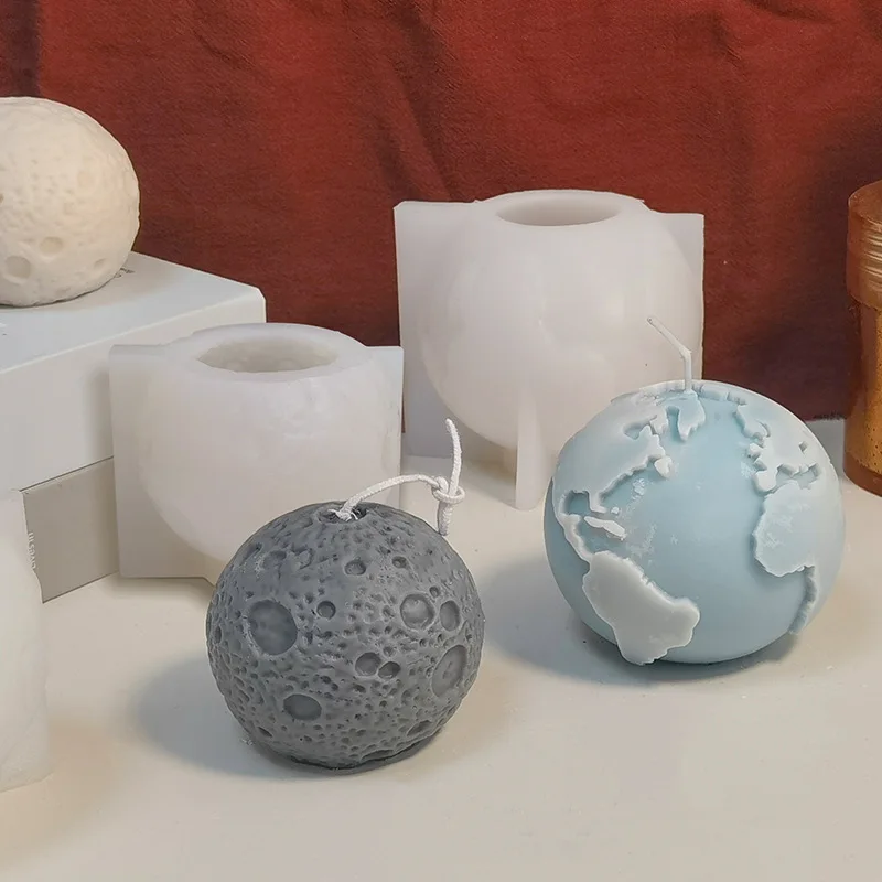 

2022 Latest Moon Earth Candle Silicone Mould for Making Aromatherapy Candle Gypsum Chocolate Handmade Soap Mould Resin Molds