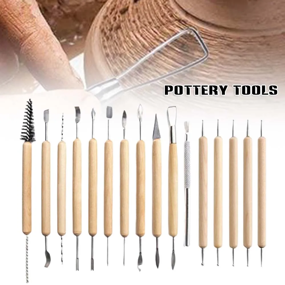 

Набор керамических инструментов, набор из 16 предметов для резьбы по мягкой Глине, Пластиковые точки, карандаши для дрели, керамические инст...