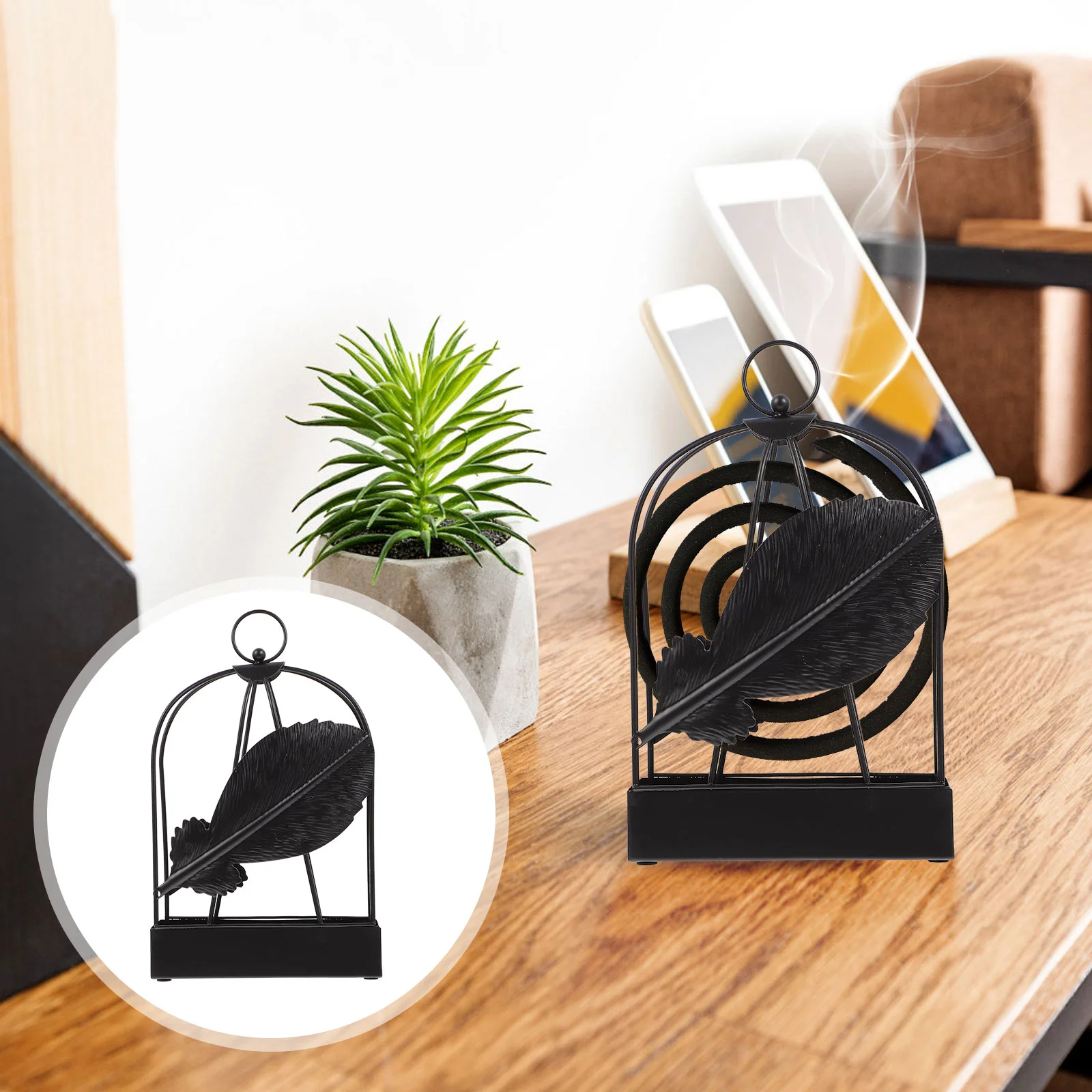 

1Pc Creative Chic Feather Design Mosquito Coil Holder Mosquito Incense Rack