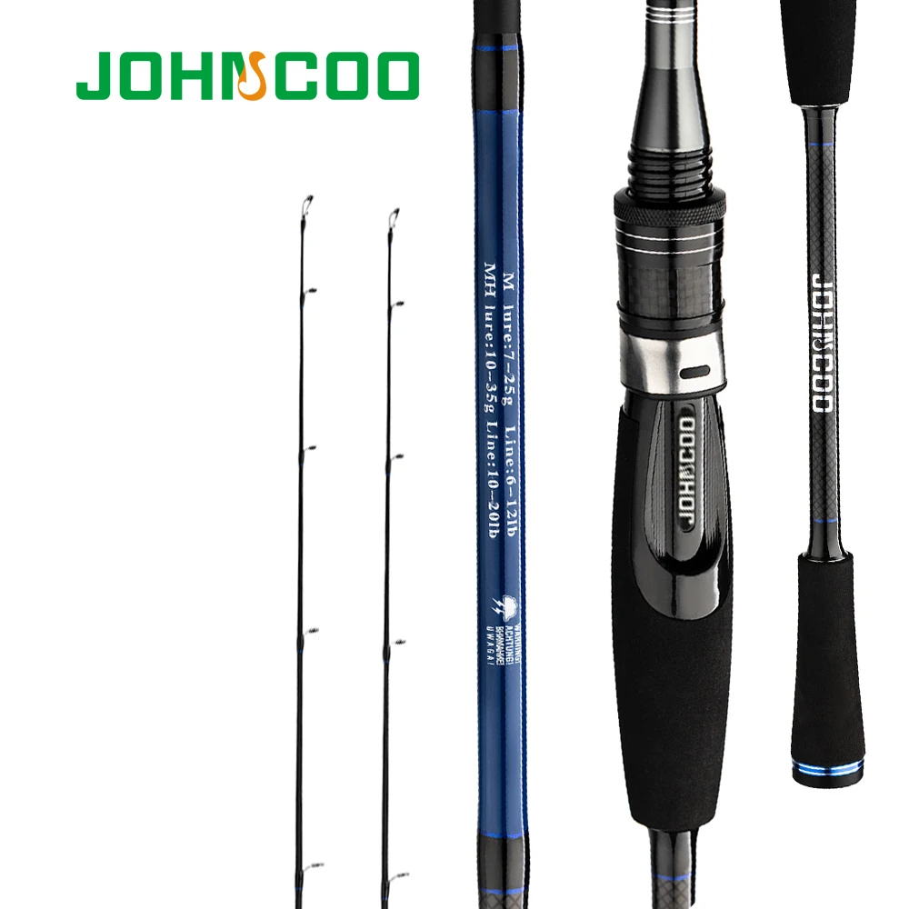 JOHNCOO Casting Spinning Fishing Rod 2.1m 2.4m Power M MH Carbon Rod Pole 2 Section Fiber Baitcasting Fishing Rod