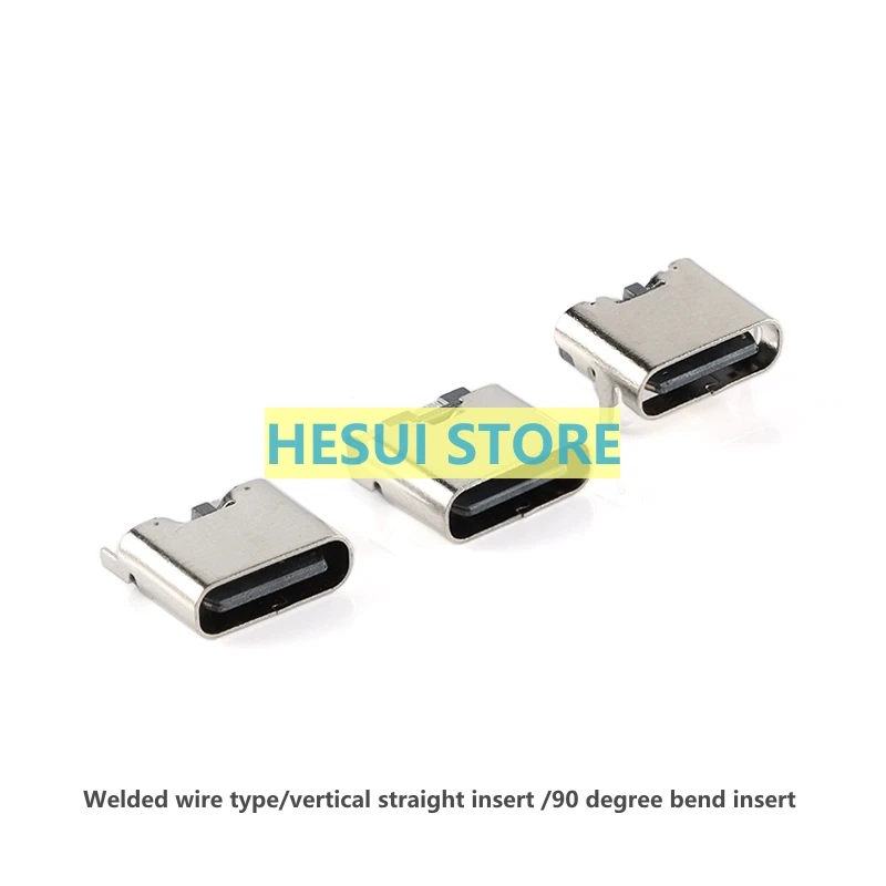 USB Type-C 2P гнездовая база двухконтактный сварной провод прямая/изогнутая розетка