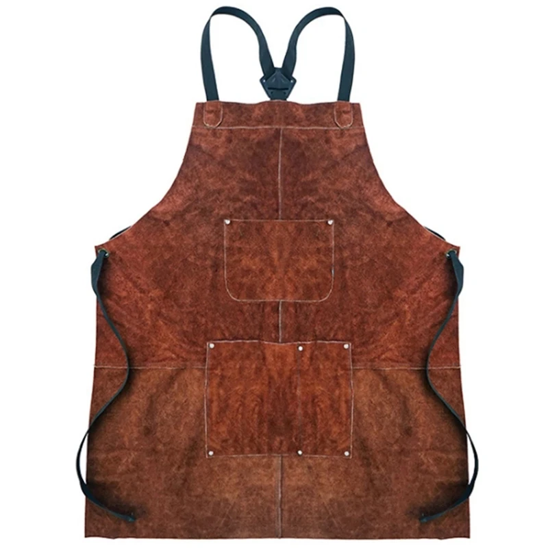 

Camping BBQ Apron Thick Leather Unisex Home Kitchen Wear-Resistant Overalls