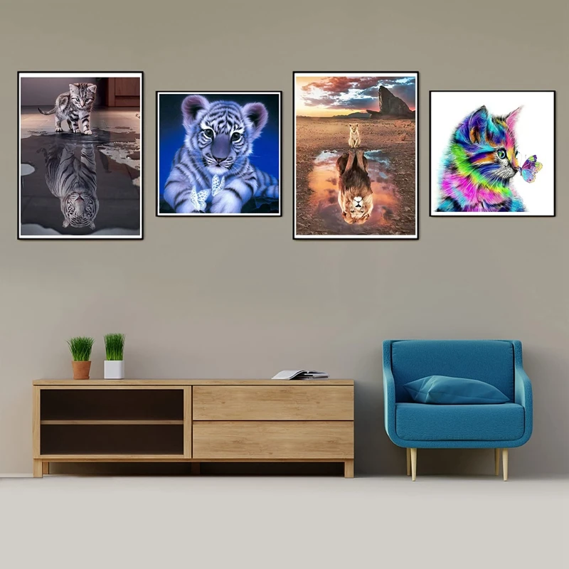 

MINDSET DECIDES EVERYTHING OFFICE HANGING PAINTING WHOLESALE CAT TIGER FRAME CANVAS INSPIRATIONAL DECORATIVE PAINTING