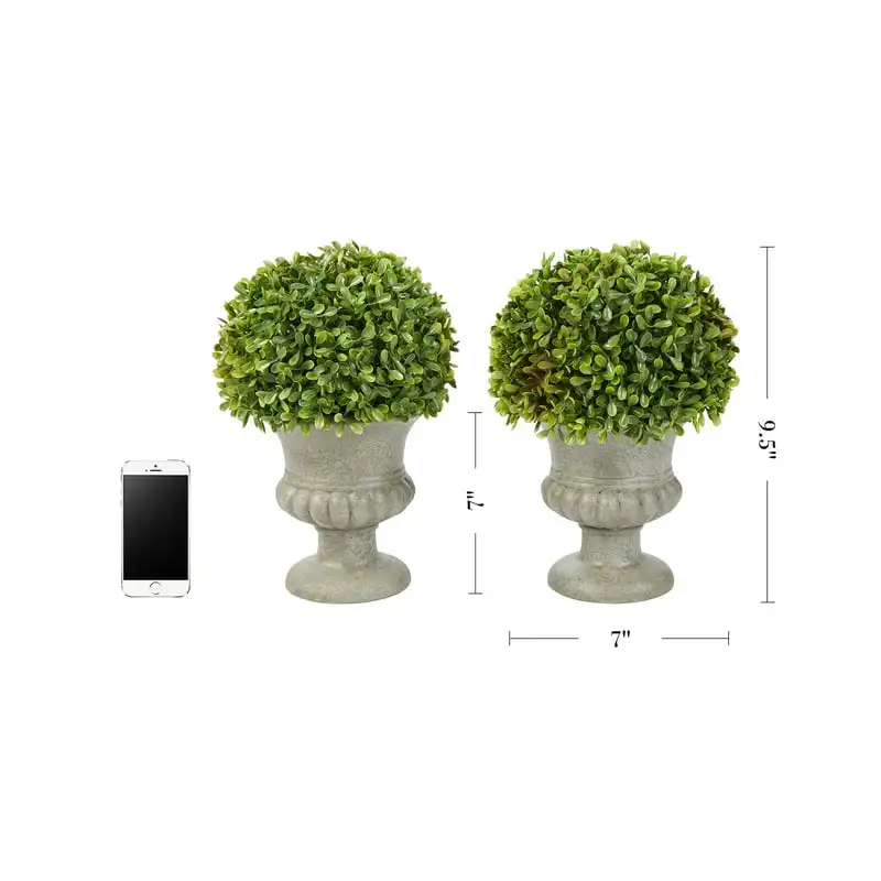 

Foliage – 9.5" Tall Realistic Plastic Arrangements and Decorative Urns for Indoor Home or Office Décor by Garden (Set of 2)