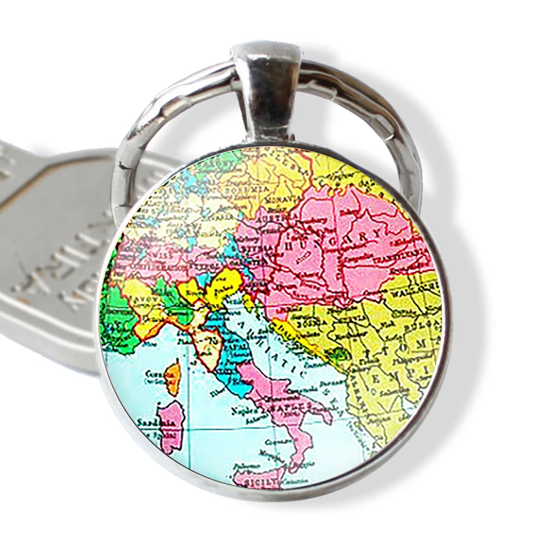 Брелок для ключей с картой европейских стран Франция Польша Испания Нидерланды