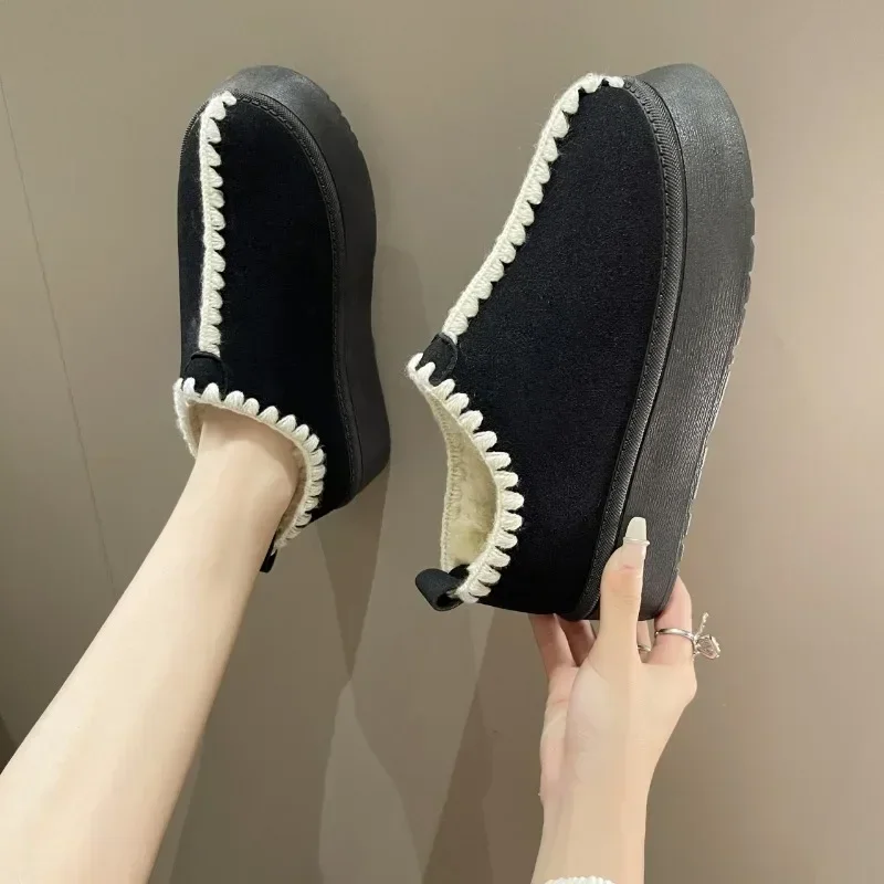 

2023 Winter New Slip on Women's Boots Round Toe Shoes for Women Mixed Colors Flock Plush Warm Platform Snow Boots Zapatos Mujer