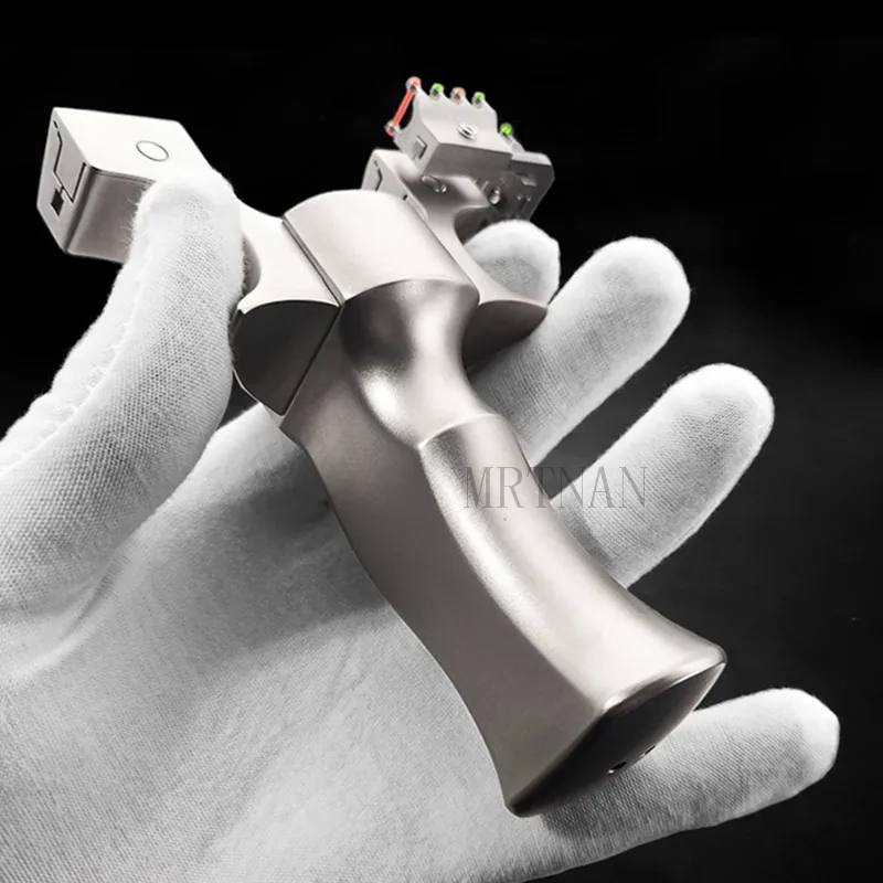 

High End Titanium Alloy Fast Compression Free Binding Clip Adult Competitive Outdoor High-power Precision Flat Leather Slingshot