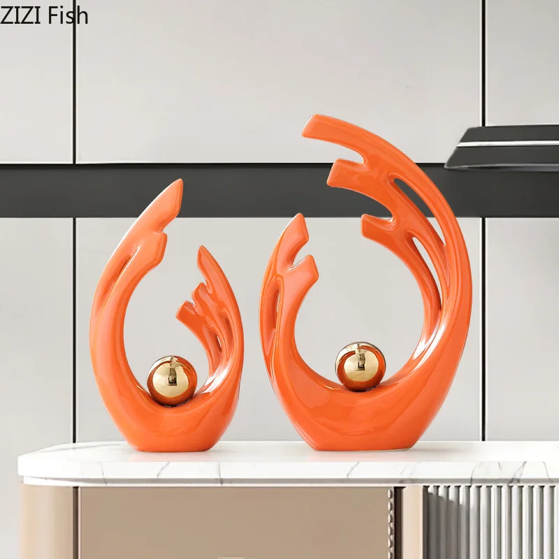 

Позолоченная полоя скульптура, талисманы, поделки, украшение для ТВ, кабинета, стола, керамические украшения, мебель для гостиной, абстрактный дизайн