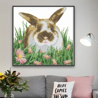 cross stitch kits cute bunny and flowers counted 11ct 14ct printed patterns craft kit animal diy embroidery patrones set