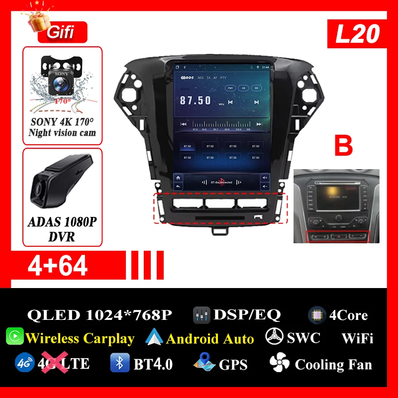 

9,7-дюймовый автомобильный радиоприемник Android 14 для Ford Mondeo MK4 2011-2013, GPS-навигация, сенсорный экран, стерео головное устройство, мультимедиа, DVD, Wi-Fi