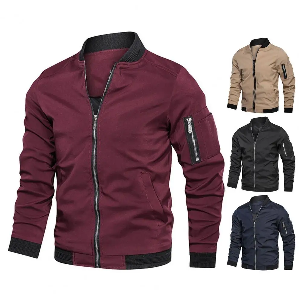 

L-6XL Men's Jacket Autumn Thin Long Sleeve Baseball Uniform Windproof Cycling Jacket Solid Zipper Casual Jacket