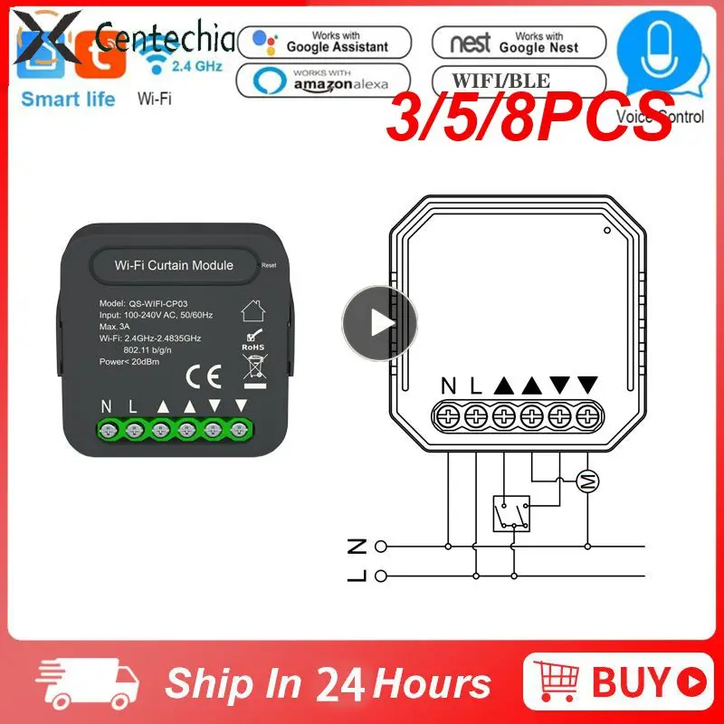 

3/5/8PCS Bk Dual Mode Mini Switch Module Remote Control Curtain Switch 3a Wireless Wifi Switch Breaker Tuya Switch