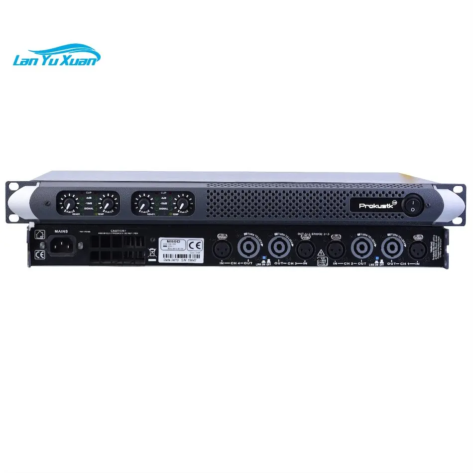 

4 Channel 750 Watts At 8ohm Class D 1U Professional Power Amplifier DJ Subwoofer Poweramp PA Stage Prokustk M50D