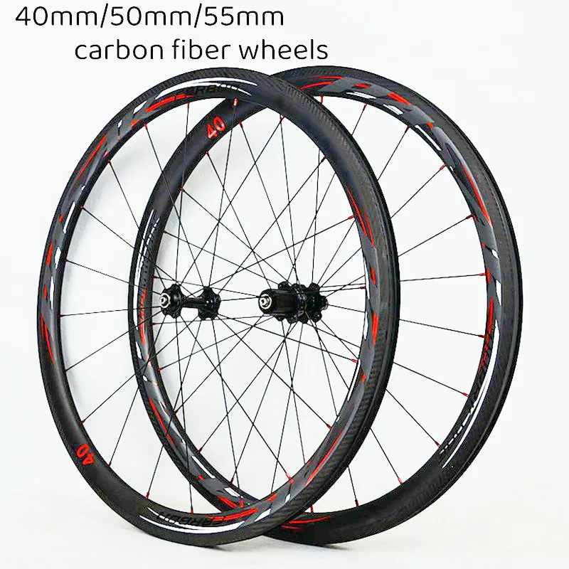 

700C дорожное Велосипедное колесо 40/50/55 мм углеродный обод 700c обод тормоза передние 2 задние 4 подшипника быстросъемная MTB гоночная велосипедная колесная пара