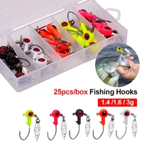 25pcs fishing lure jig heads big eyes with high carbon steel hook jig bait lead fishing hook set for bass trout walleye fishing