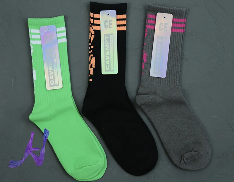 

CAV EMPT C.E. Sports Socks Men Women High Quality Cotton Street Fashion Basic Striped Letters Socks Cavempt Ins Tide Tube Socks