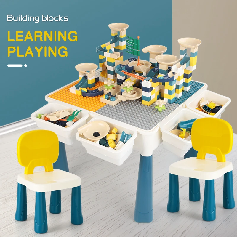Детский Рабочий стол Монтессори с 128 большими строительными блоками Обучающие