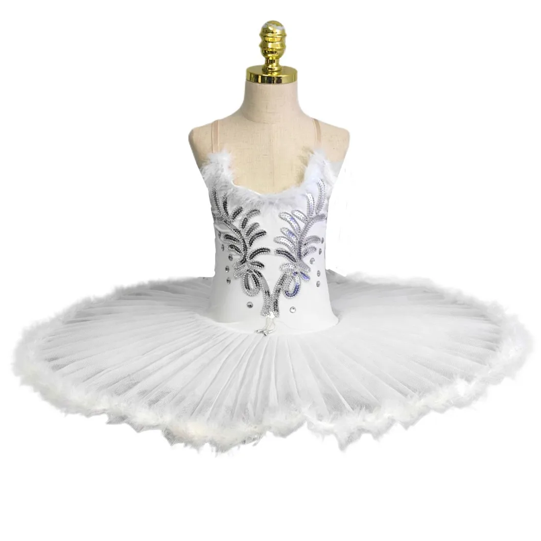 Профессиональная балетная пачка блинные белые натуральные перья балетный