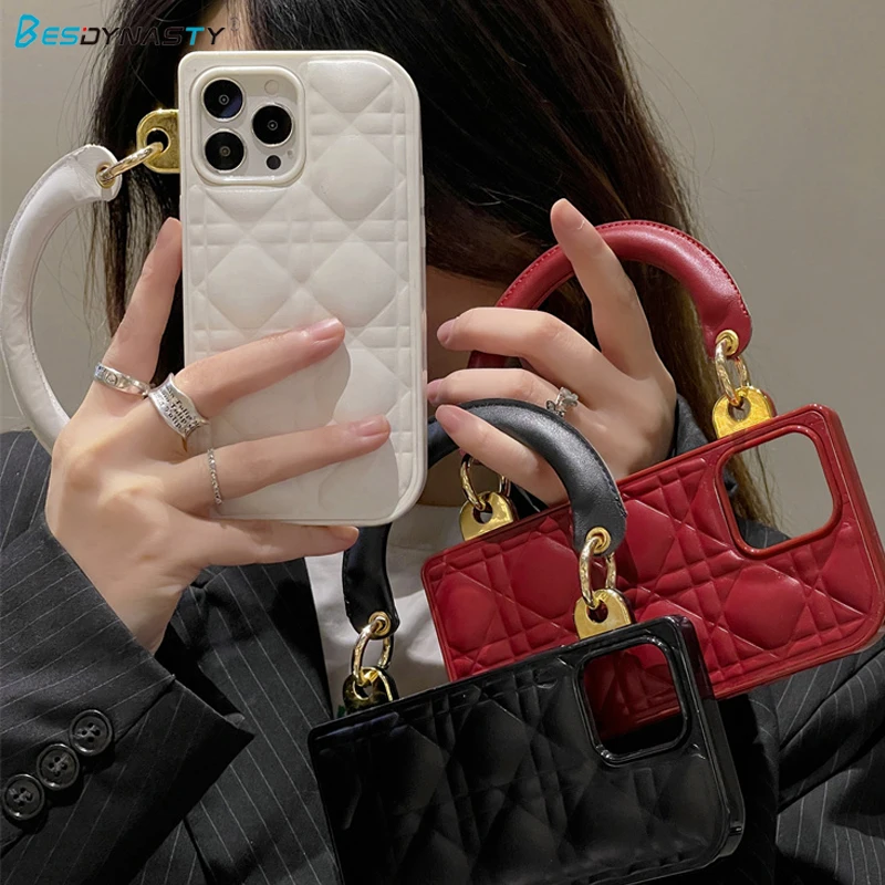 

Роскошный чехол BESD с алмазным узором в клетку, чехол для телефона iPhone 14 11 12 13 Pro Max, мягкий кожаный ударопрочный чехол