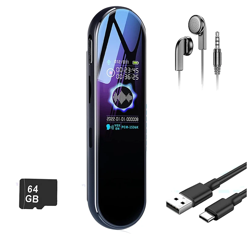 

64GB Digital Voice Recorder Digital Recorder With Playback, For Lectures Meeting,Audio Recorder,Password,Timed Recording
