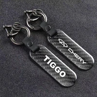 new fashion car carbon fiber leather rope keychain key ring for chery tiggo 34 7 pro 8 car accessories