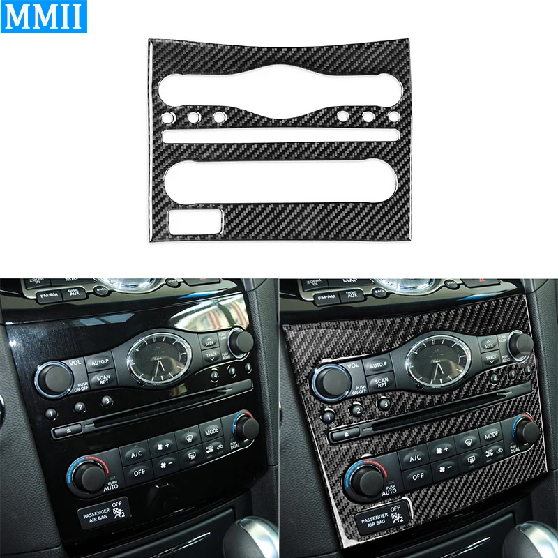 

For Infiniti FX 2009-2013 Real Carbon Fiber Multimedia CD Panel Air Conditioner Cover Trim Car Interior Central Sticker