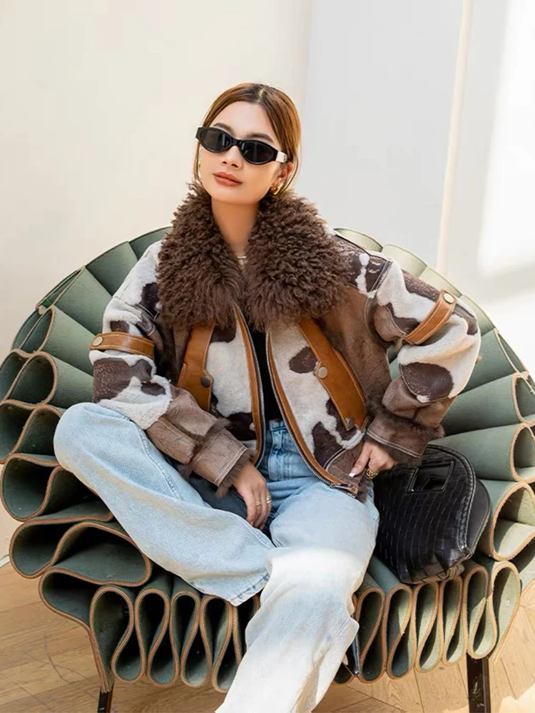 Hot Sale Winter Women Real Skin Rabbit Fur Inner Warm Short Fashion Jackets Real Lamb Fur Collar Ladies Outwear