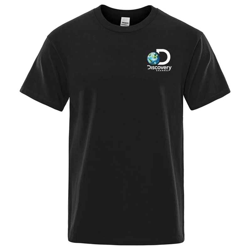 

Discovery 100% cotton sports earth printed short-sleeved T-shirt Men's half-sleeved summer casual oversized T-shirt Men's shirt