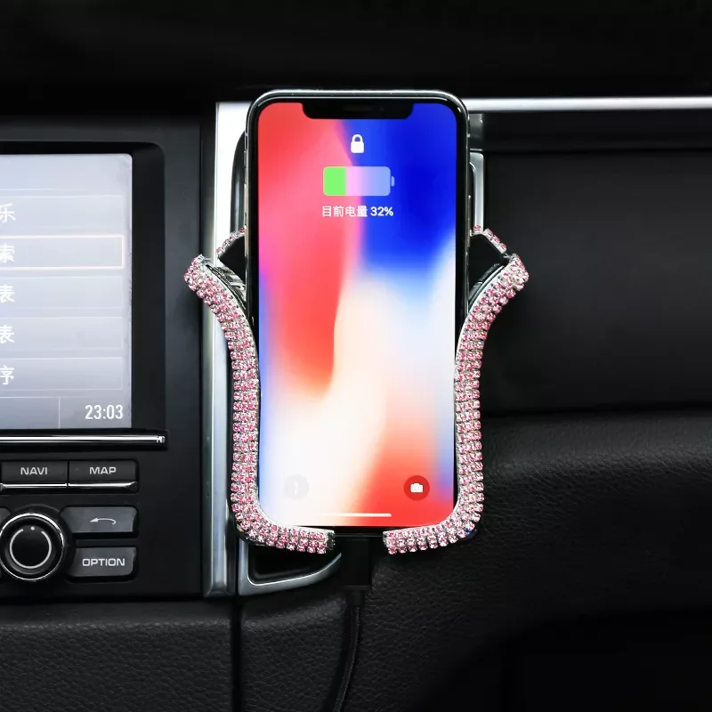 

Diamond Universal Car Phone Holder Bling Rhinestone Car Air Vent Mount Stand Mobile Phone GPS Holder For iPhone