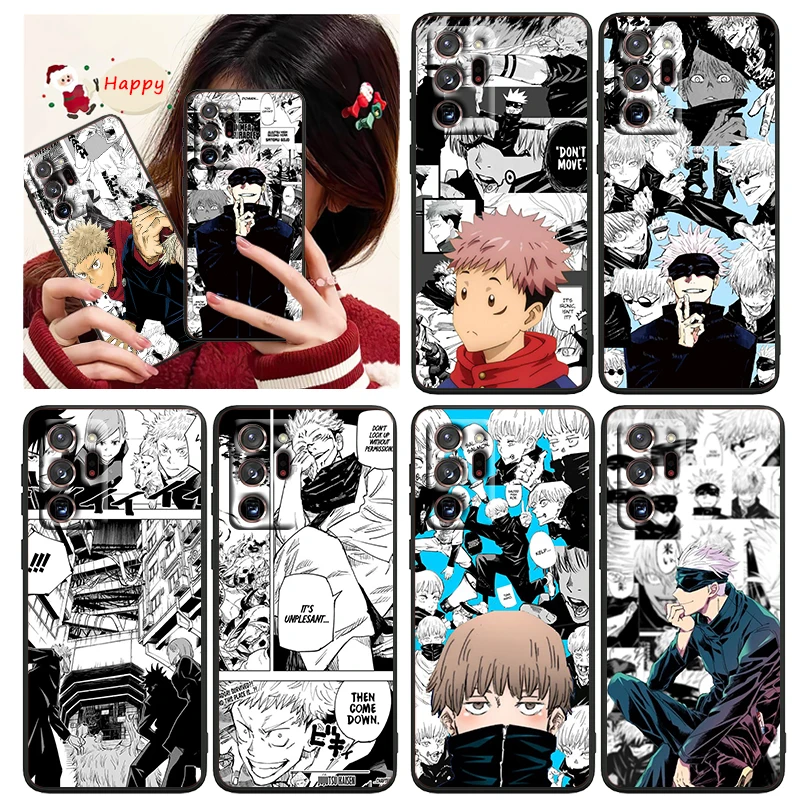 

Anime Jujutsu Kaisen comic Phone Case Black For Samsung A73 A70 A20 A10 A8 A03 Note 20 10 9 Ultra Lite Plus F23 M52 M21 j7 j6