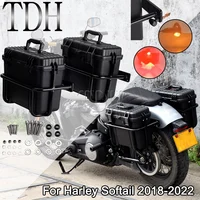 Travel Side Storage Case Tool Box Saddle Bag Panniers Luggage Rack Light For Harley Softail Street Bob FXBB Low Rider FXLR 18-22
