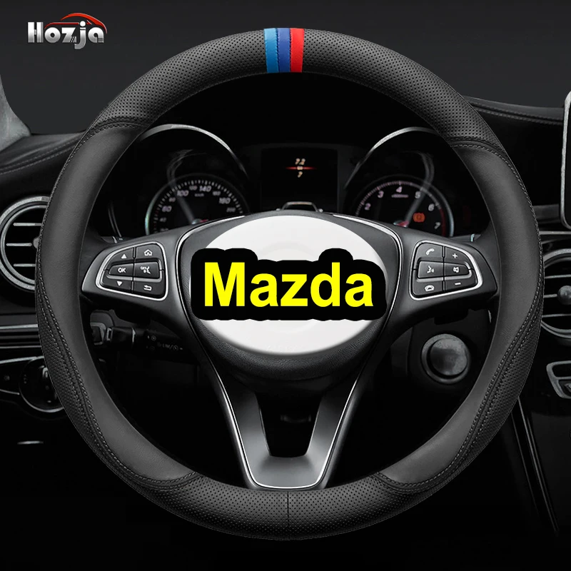 

Leather Car Steering Wheel Cover For Mazda CX-3 CX-4 CX-5 CX-7 CX-9 Mazda 3 Axela 6 Gh Gj Demio Anti-Slip Auto Accessories