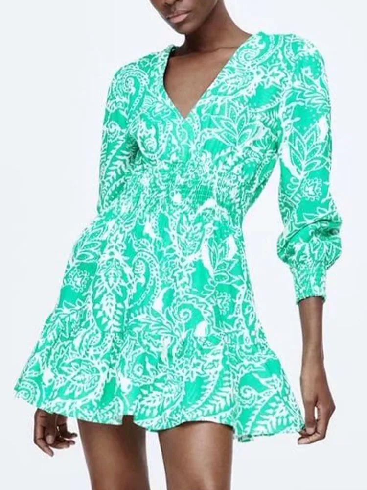 

Женское 2022 Zach AiIsa, летнее, с V-образным вырезом, длинными рукавами, эластичным поясом