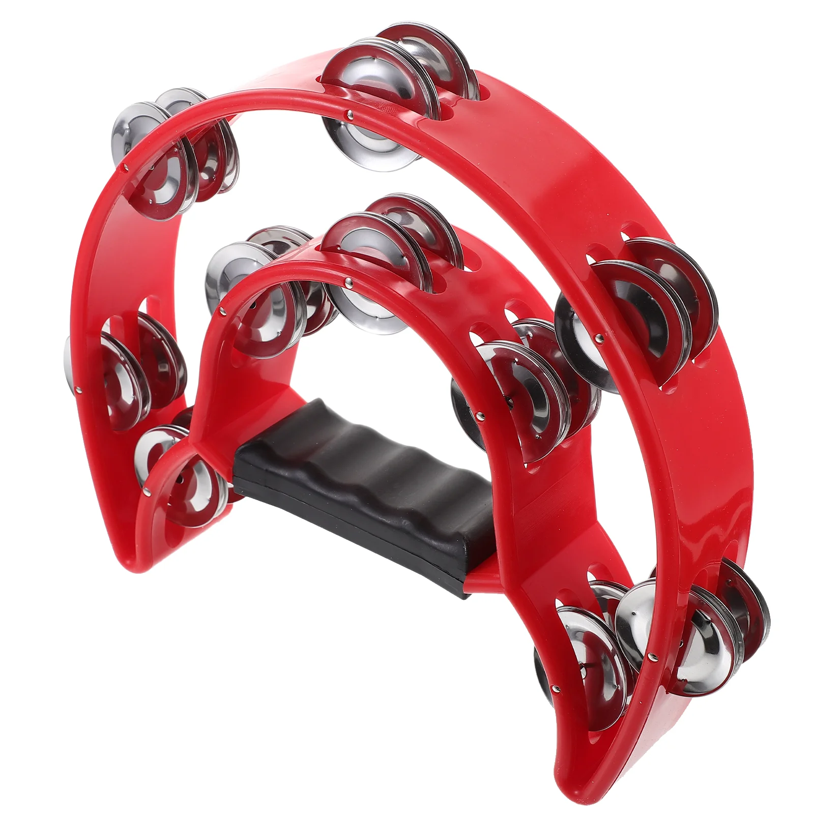 

Double Row Tambourine Half Moon Metal Musical Jingles Tambourine Hand Held