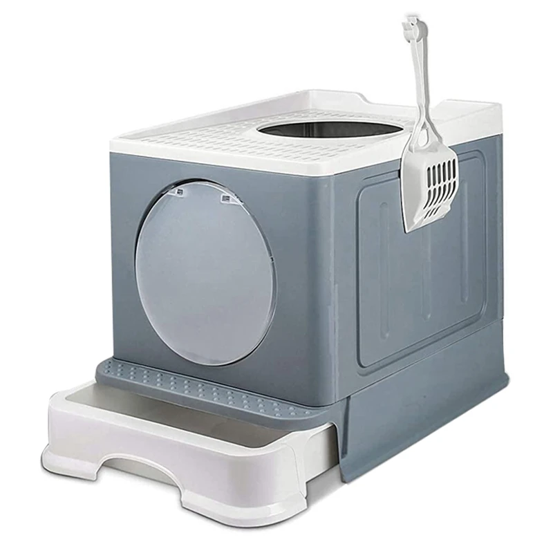 

Cat Litter Box With Lid, Foldable Cat Litter Box With Cat Litter Scoop, Enclosed Cat Potty, Anti-Splashing