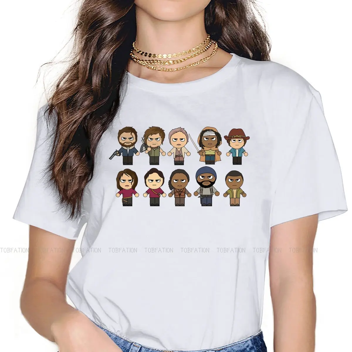 

Main Characters Chibi Style TShirt for Girl The Walking Dead Rick Glenn Daryl Horror 5XL Hip Hop Graphic T Shirt Ofertas