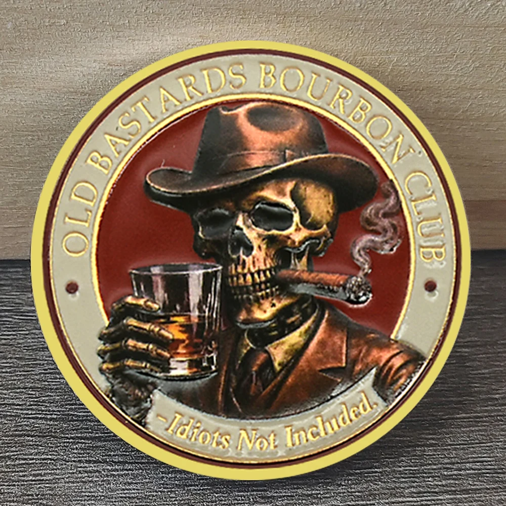 

Памятная монета Old Bastards Bourbon Club с черепом