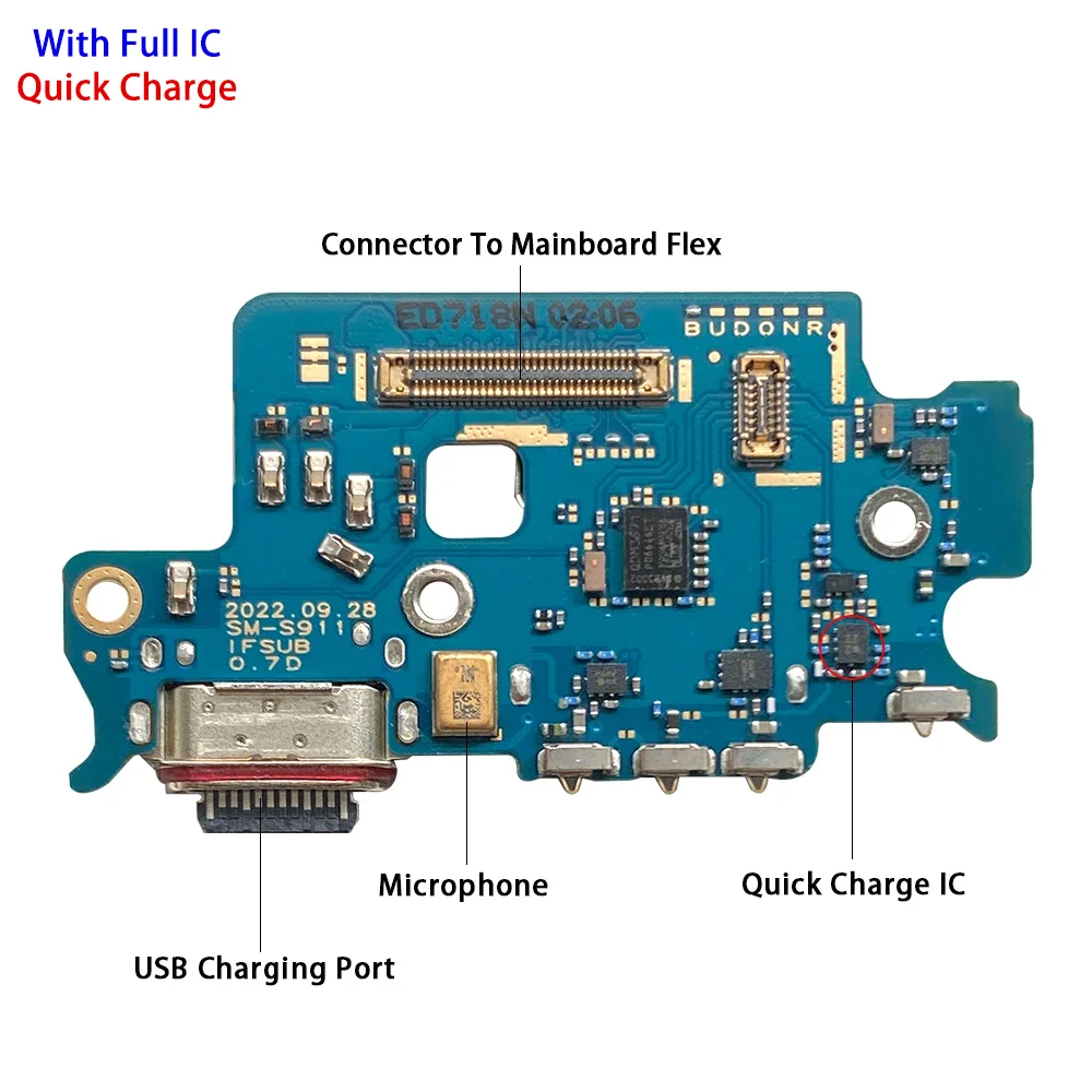 Для Samsung S23 Plus Ultra S916B S916U S911B S911U S918B S918U USB-порт для зарядки разъем док-станции плата