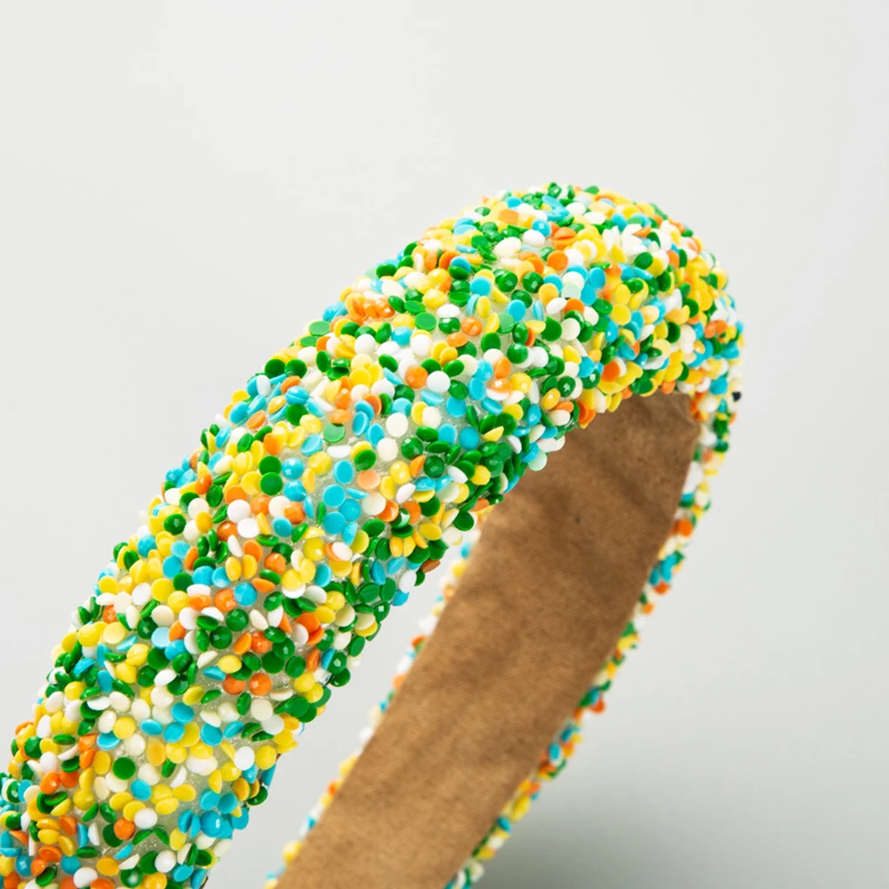 

Разноцветные блестящие повязки на голову, обручи для волос с полной бисером, широкий обруч для волос с блестками, губчатый обруч для волос, аксессуары для волос