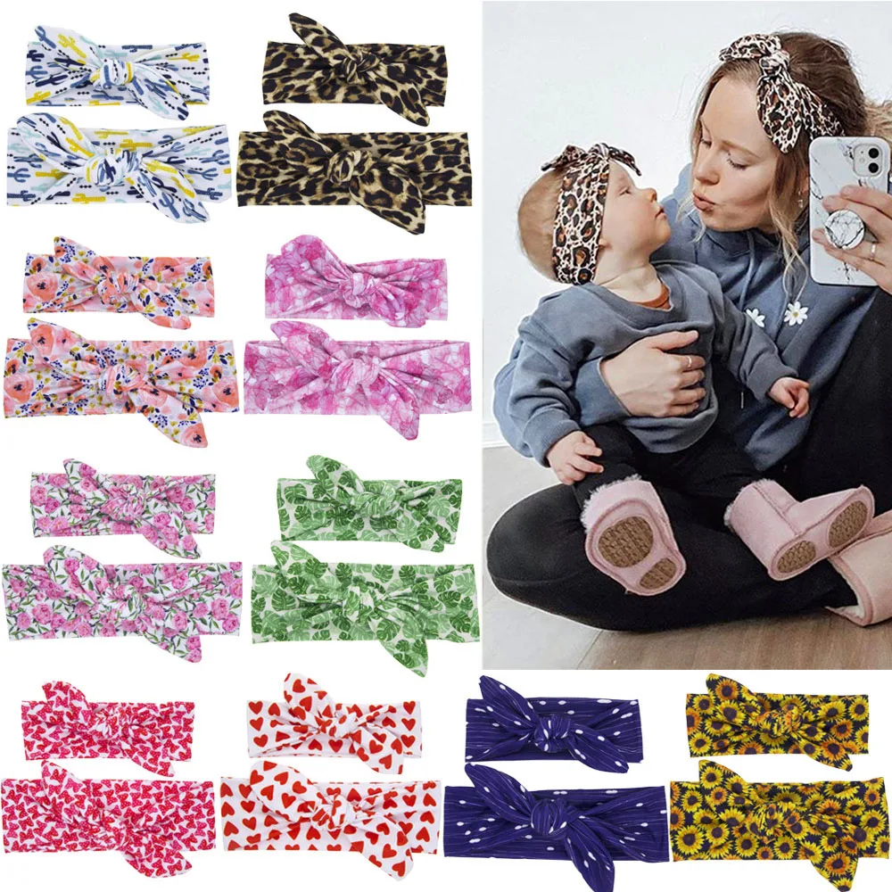 

2 шт./компл. повязка на голову для мам и детей, детские повязки для волос с принтом «сделай сам», повязки на голову с перевязками, леопардовые ...