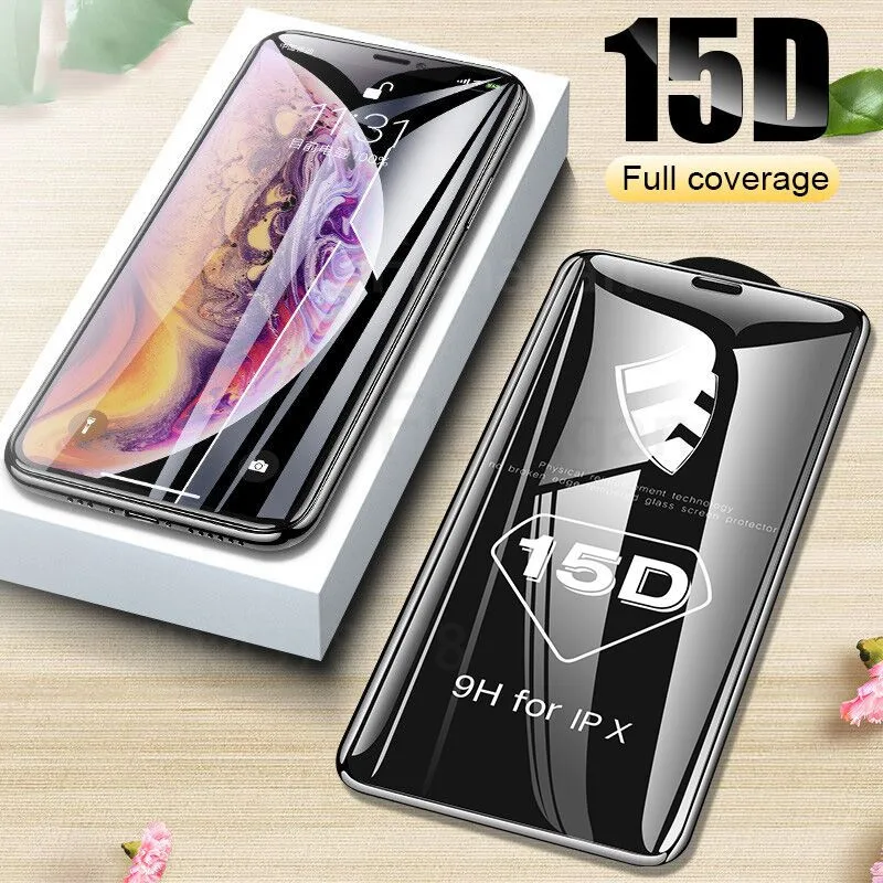 

2 шт., закаленное стекло 15D для iPhone, Защитное стекло для экрана iPhone