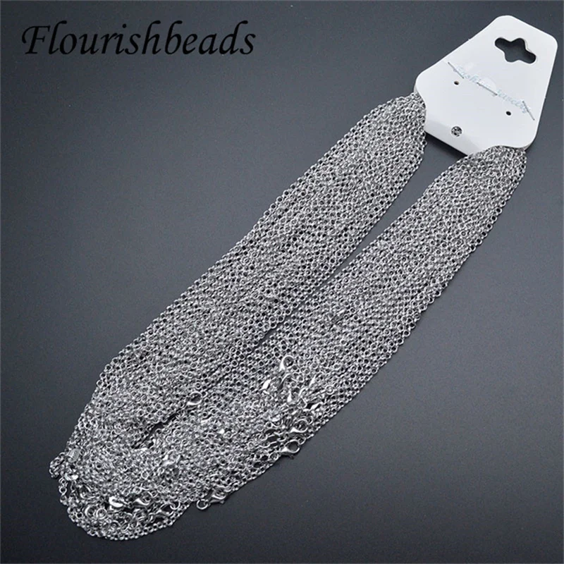 10pcs/lot Necklace Accessories Nickel Free Anti Fading God Silver Color 45CM 17.7indhes Doubl Circle Shape Chain for Jewelry