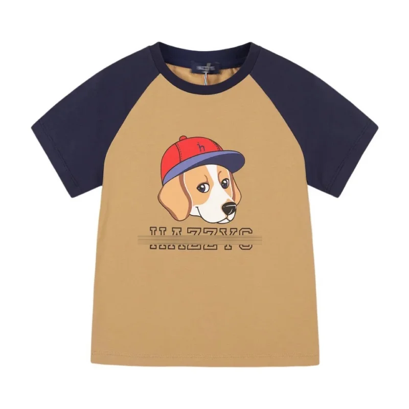 Hazzys Short-sleeved T-shirt Boys Summer Round Neck Shirt Thin Section Tops Slim Fashion Casual Loose Children's Short-sleeved